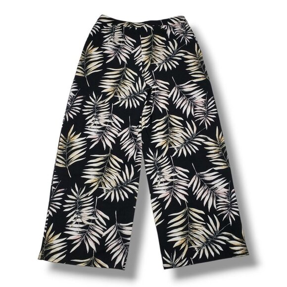 J Jill Wearever Collection Full Leg Cropped Pants Womens Large Palm Print - Picture 4 of 10